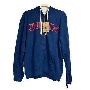 New Chubbies Jacket Men's Large Blue Full Zip Spellout Party Starter Hooded Logo